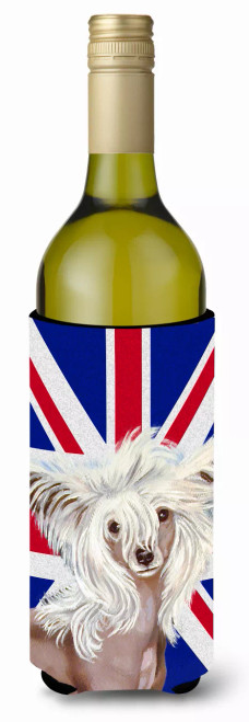 Dog with English Union Jack British Flag Wine Bottle Hugger