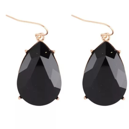 Teardrop Cut Crystal Fish Hook Earrings - VE3187-1