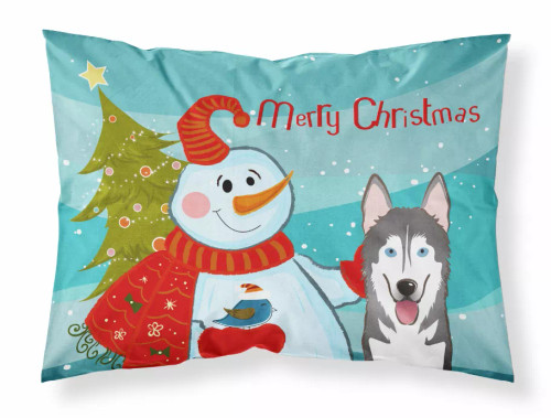 Snowman with Dog Fabric Standard Pillowcase - S000213B001695P057756V000