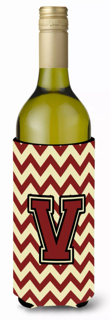 Monogram Letter Chevron Wine Bottle Hugger - CJ1061-VLITERK
