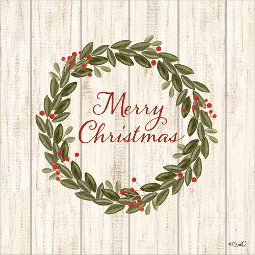 Merry Christmas Wreath by Kate Sherrill, Canvas Art