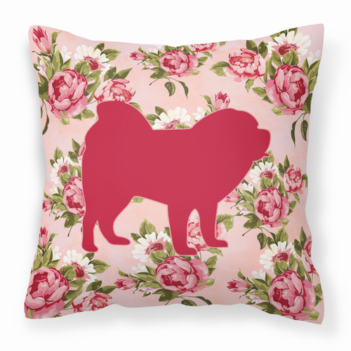 Dog Silhouette Shabby Chic Roses Fabric Decorative Pillow - S000213B001695P068325V000