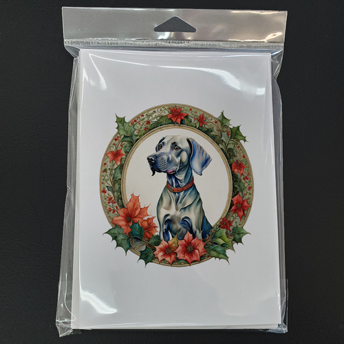 Weimaraner Christmas Flowers Greeting Cards Pack of 8