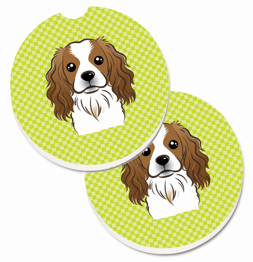 Dog Themed Checkered Cup Holder Car Coasters (Set of 2) - BB1286CARC