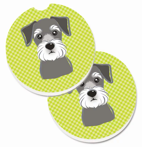 Dog Themed Checkered Cup Holder Car Coasters (Set of 2) - S000213B001695P076416V132