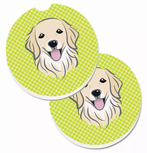Dog Themed Checkered Cup Holder Car Coasters (Set of 2) - S000213B001695P076416V131