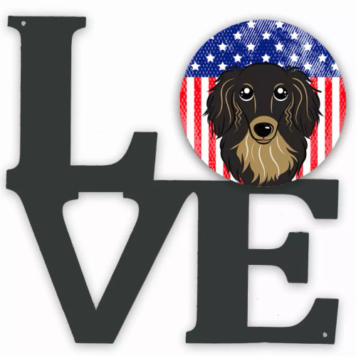 American Flag and Dog Face Metal Wall Artwork LOVE - S000213B001695P011487V000