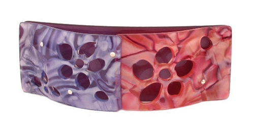 Floral Bridge Overlay Automatic Barrette with Stones - 2011-03