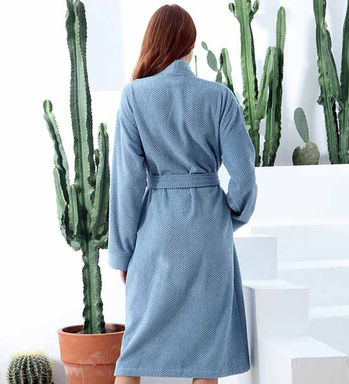 Women's Turkish Cotton Terry Kimono Bathrobe - S-RTT111W-BL-XXL849