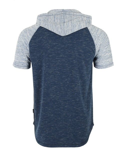 ZIMEGO Men's Short Sleeve Raglan Hoodie Round Bottom Semi Longline T-Shirt - ZGSS150H-NAV-WBLU-XL ZIMEGO Men's Short Sleeve Raglan Hoodie Round Bottom Semi Longline T-Shirt - ZGSS150H-NAV-WBLU-XL