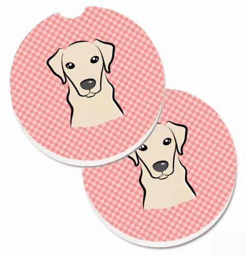Dog Themed Checkered Cup Holder Car Coasters (Set of 2) - S000213B001695P076416V086