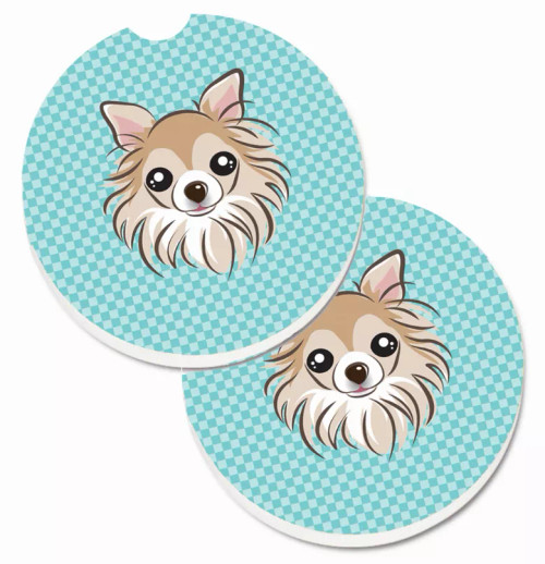 Dog Themed Checkered Cup Holder Car Coasters (Set of 2) - S000213B001695P076416V053