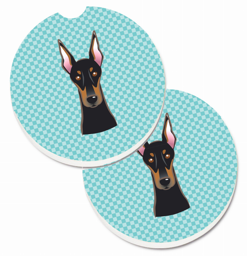 Dog Themed Checkered Cup Holder Car Coasters (Set of 2) - S000213B001695P076416V047
