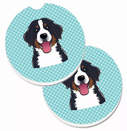 Dog Themed Checkered Cup Holder Car Coasters (Set of 2) - S000213B001695P076416V039