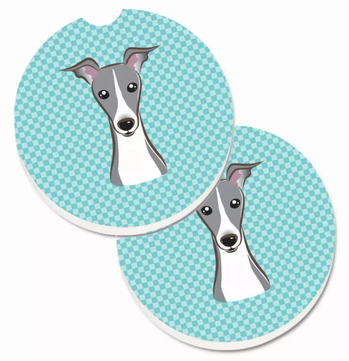 Dog Themed Checkered Cup Holder Car Coasters (Set of 2) - S000213B001695P076416V038
