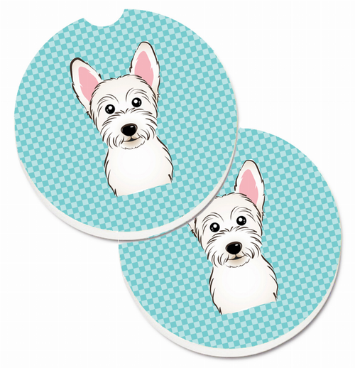 Dog Themed Checkered Cup Holder Car Coasters (Set of 2) - S000213B001695P076416V028