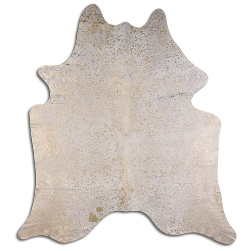 ACID WASHED HAIR ON COWHIDE GOLD METALLIC ON WHITE - CPDGDEWH3A-00130463