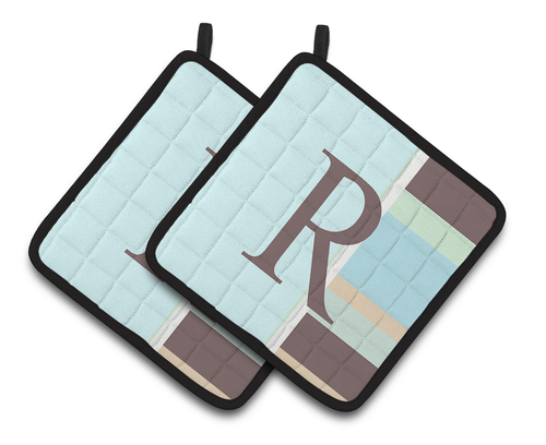 Monogram Stripes on Pair of Pot Holders - S000213B001695P069247V017