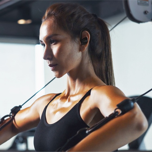 Wrap Around TWS Earbuds With Battery Indicator- Black