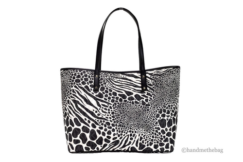 Michael Kors Carter Large Black Animal Print Open Tote Michael Kors Carter Large Black Animal Print Open Tote