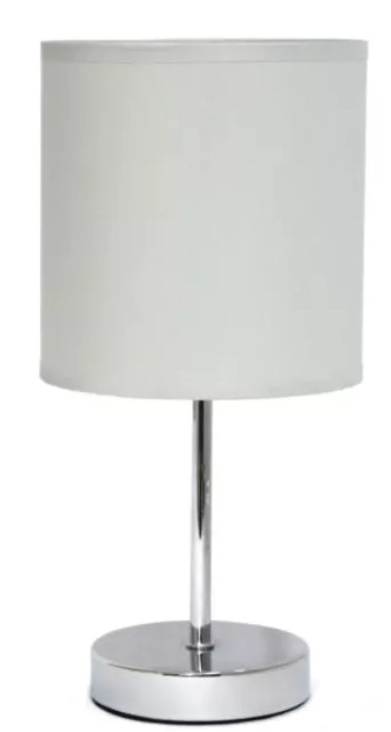 Simple Designs Chrome Mini Basic Table Lamp with Fabric Shade