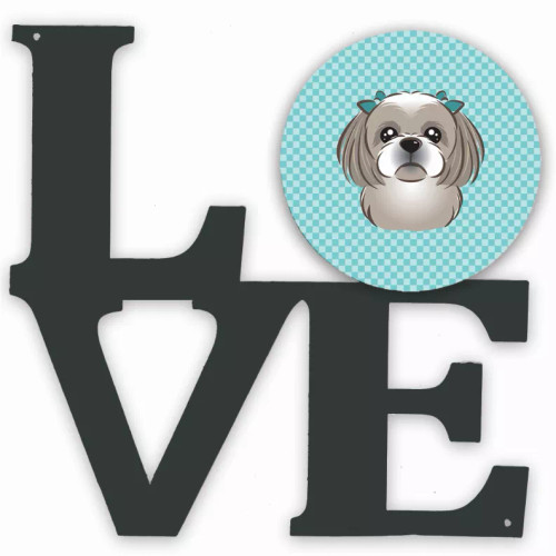 Checkerboard Dog Face Metal Wall Artwork LOVE - S000213B001695P011338V000