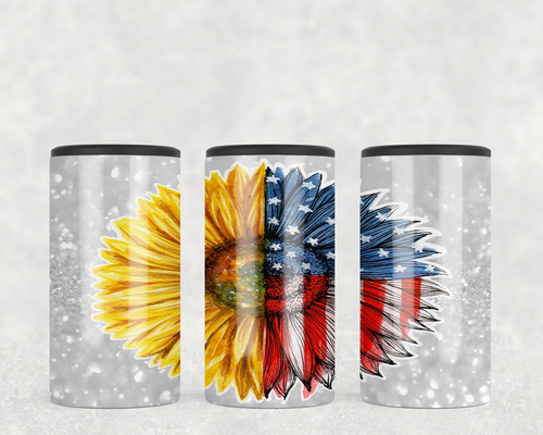 Patriotic Sunflower  Steel can hugger - optional speaker