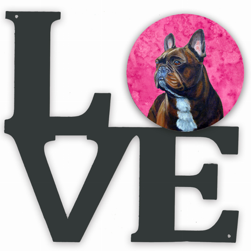 Blue/Pink Dog Metal Wall Artwork LOVE - S000213B001695P012639V000