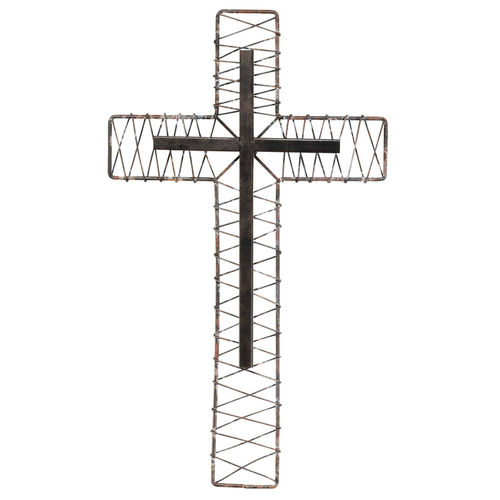 Wall Cross Metal Cross On Cross 17.25H Wall Cross Metal Cross On Cross 17.25H