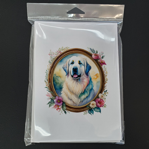 Great Pyrenees and Flowers Greeting Cards Pack of 8