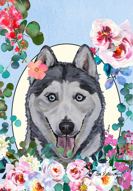 Siberian Husky - Hippie Hound Studios Spring  House and Garden Flags - HH73038