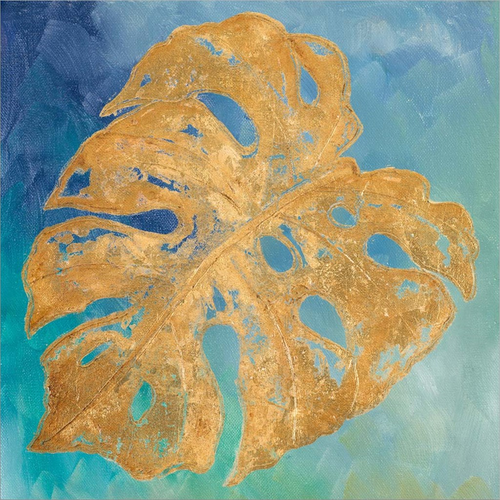 Teal Gold Leaf Palm II by Patricia Pinto, Canvas Art