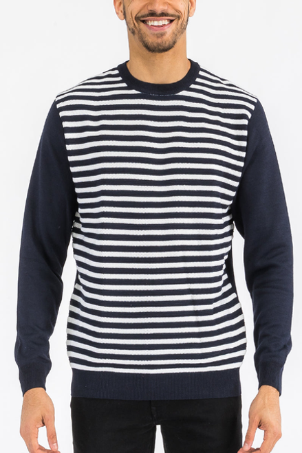 Zafflon Striped Sweater - NR2015-NAVYWHITE-M