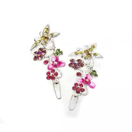 Swarovski Butterfly & Flower Barrette Pair - 2718-2--8 Swarovski Butterfly & Flower Barrette Pair - 2718-2--8