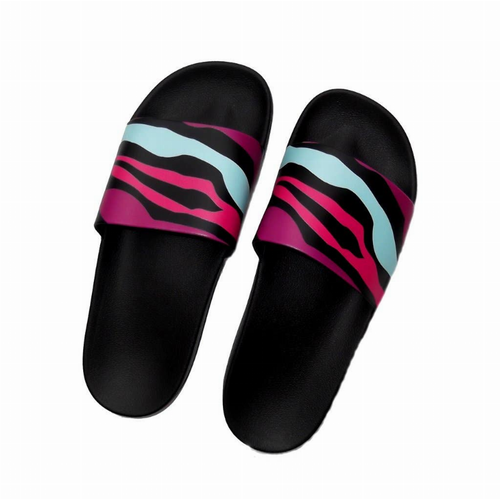 Multicolor Zebra Print Slide Sandals