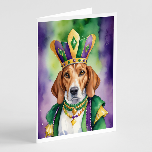 English Foxhound King of Mardi Gras Greeting Cards Pack of 8