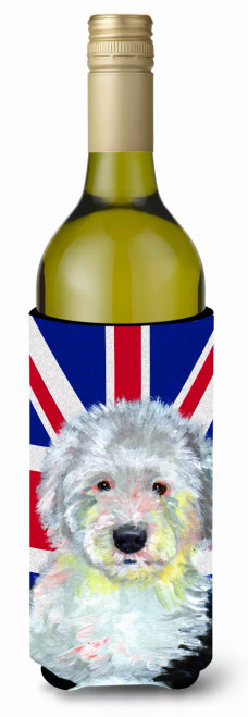 Dog with English Union Jack British Flag Wine Bottle Hugger - S000213B001695P039827V000
