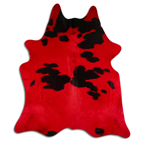 DYED HAIR ON COWHIDE DYED RED ON BLACK AND WHITE - CPTBLWRE3A-00129455