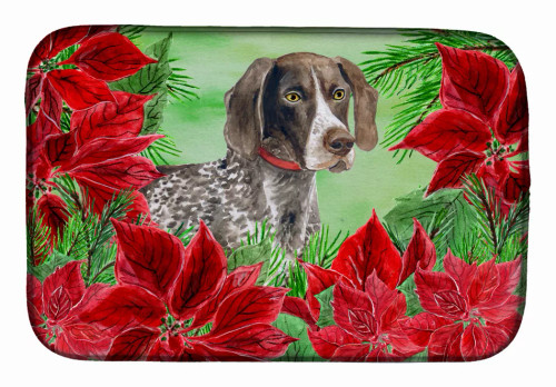 Poinsettias Dog on Dish Drying Mat - S000213B001695P115612V004