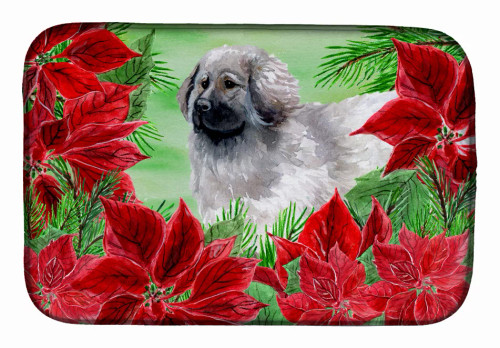 Poinsettias Dog on Dish Drying Mat - S000213B001695P115612V035