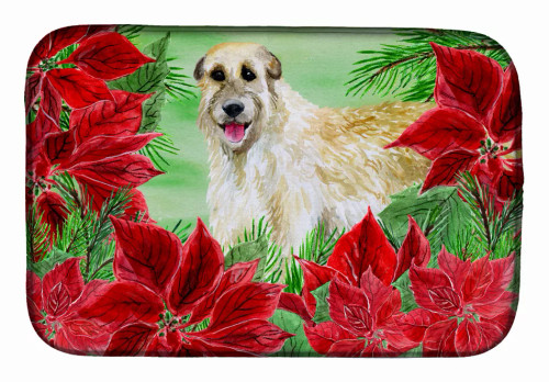 Poinsettias Dog on Dish Drying Mat - S000213B001695P115612V032