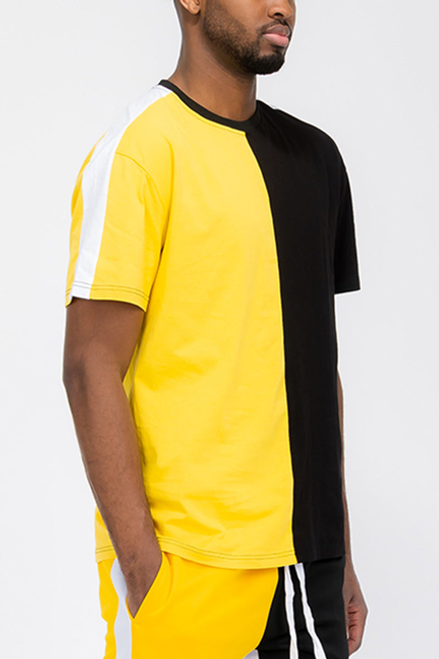 Split Two Way Tshirt - WT8519-YELLOWBLACK-3XL