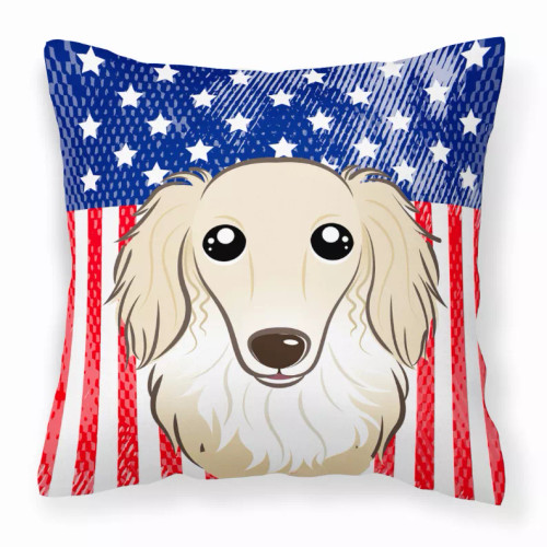 American Flag and Dog Fabric Decorative Pillow - S000213B001695P064304V000