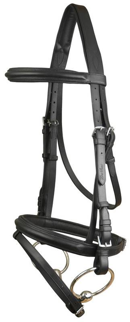 Da Vinci Plain Raised Padded Comfort Crown Dressage Bridle with Flash less Reins - 5-449907