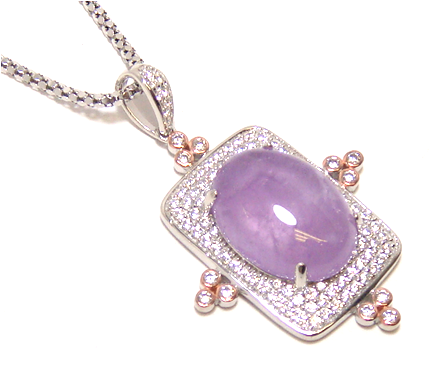 Two Tone Natural Amethyst Gem Stones Necklace Pendant, 925 Sterling Silver
