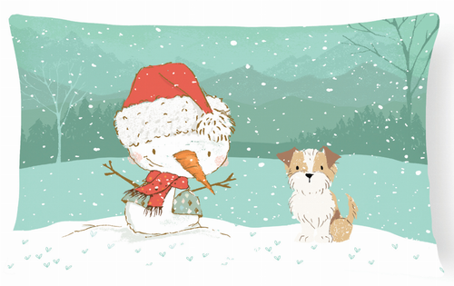 Snowman Christmas Dog Art Canvas Fabric Decorative Pillow - S000213B001695P116196V000