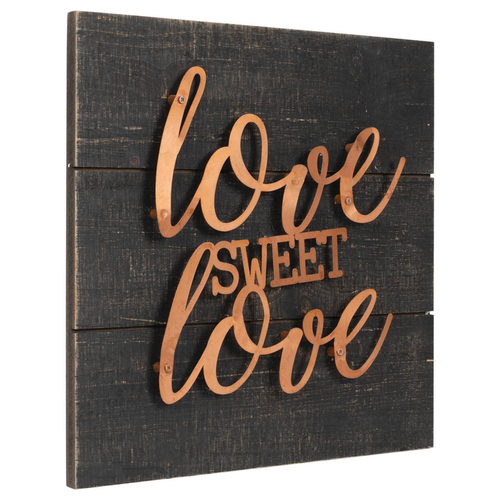 Love Sweet Love Copper Metal Mdf Wall Plaque