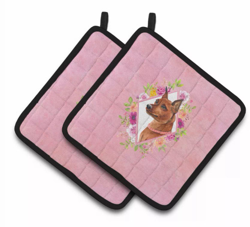 Dogs and Flowers Pair of Pot Holders - S000213B001695P003472V003