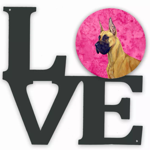 Blue/Pink Dog Metal Wall Artwork LOVE - S000213B001695P012609V000
