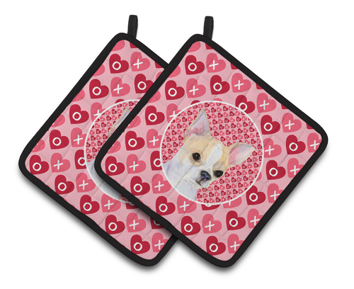 Dog Valentine's Day Portrait Pair of Pot Holders - S000213B001695P069485V012